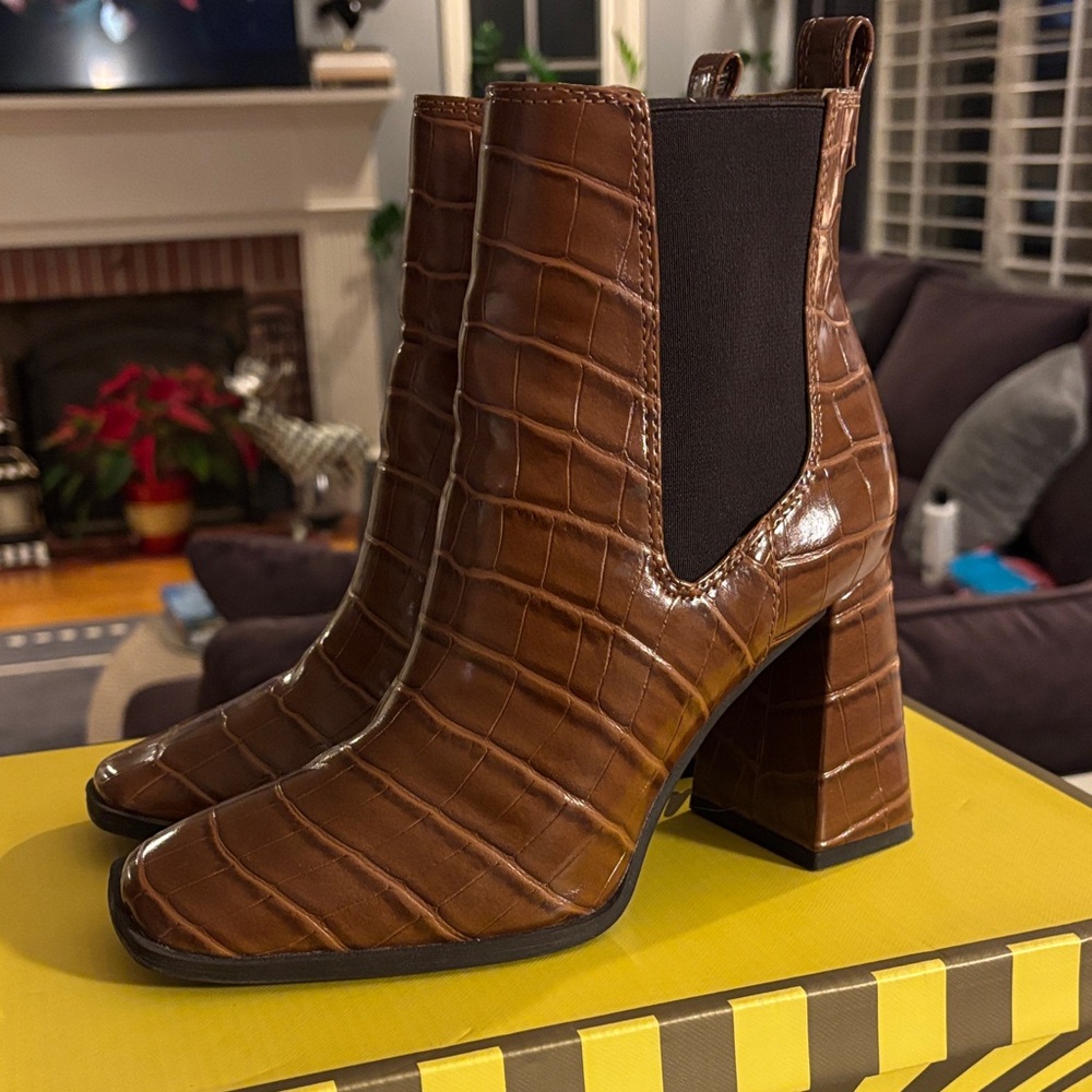 Circus by Sam Edelman Croc Heeled Boots